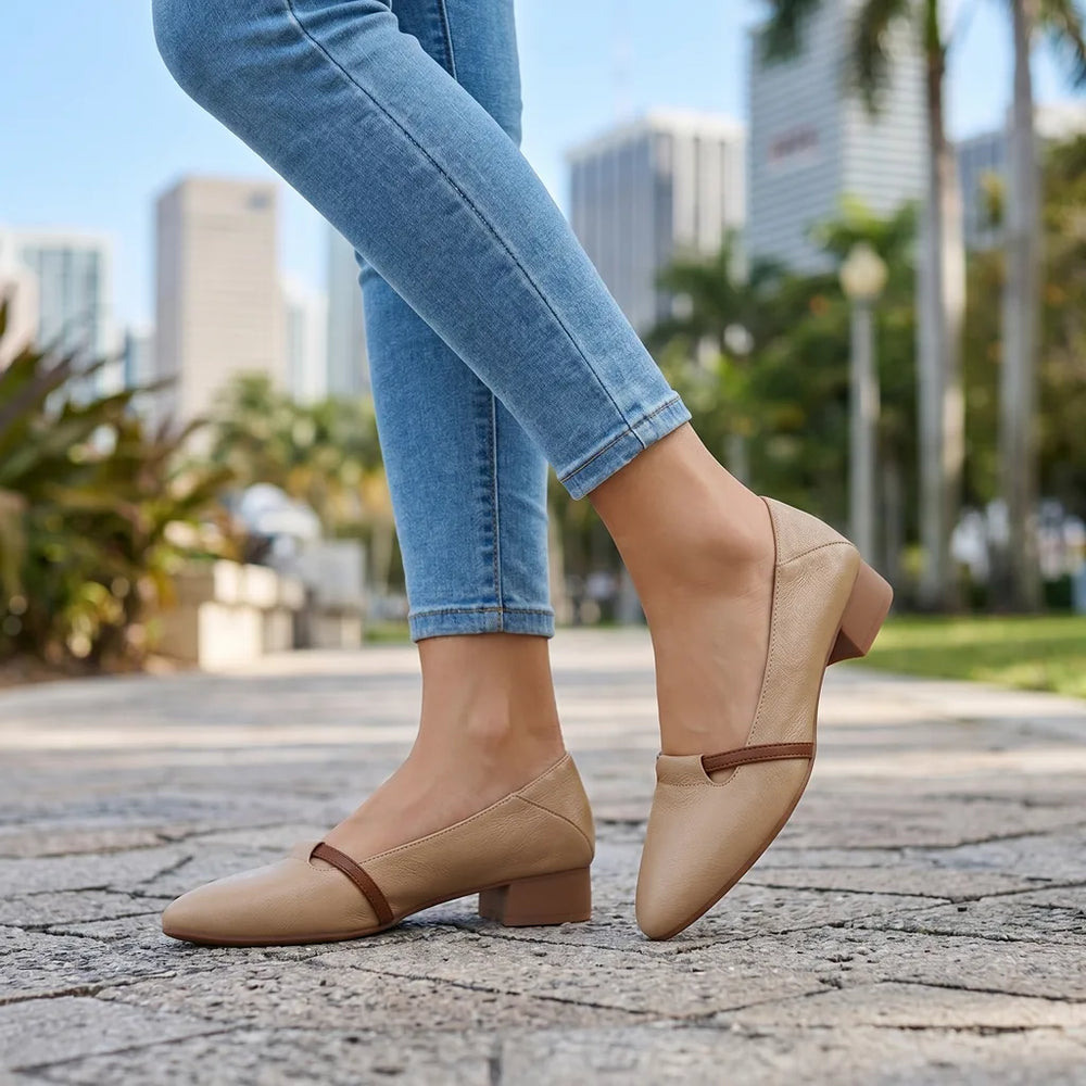 Women's Khaki (Soft Sole and Soft Upper) Roxbury Pointed Mary Janes