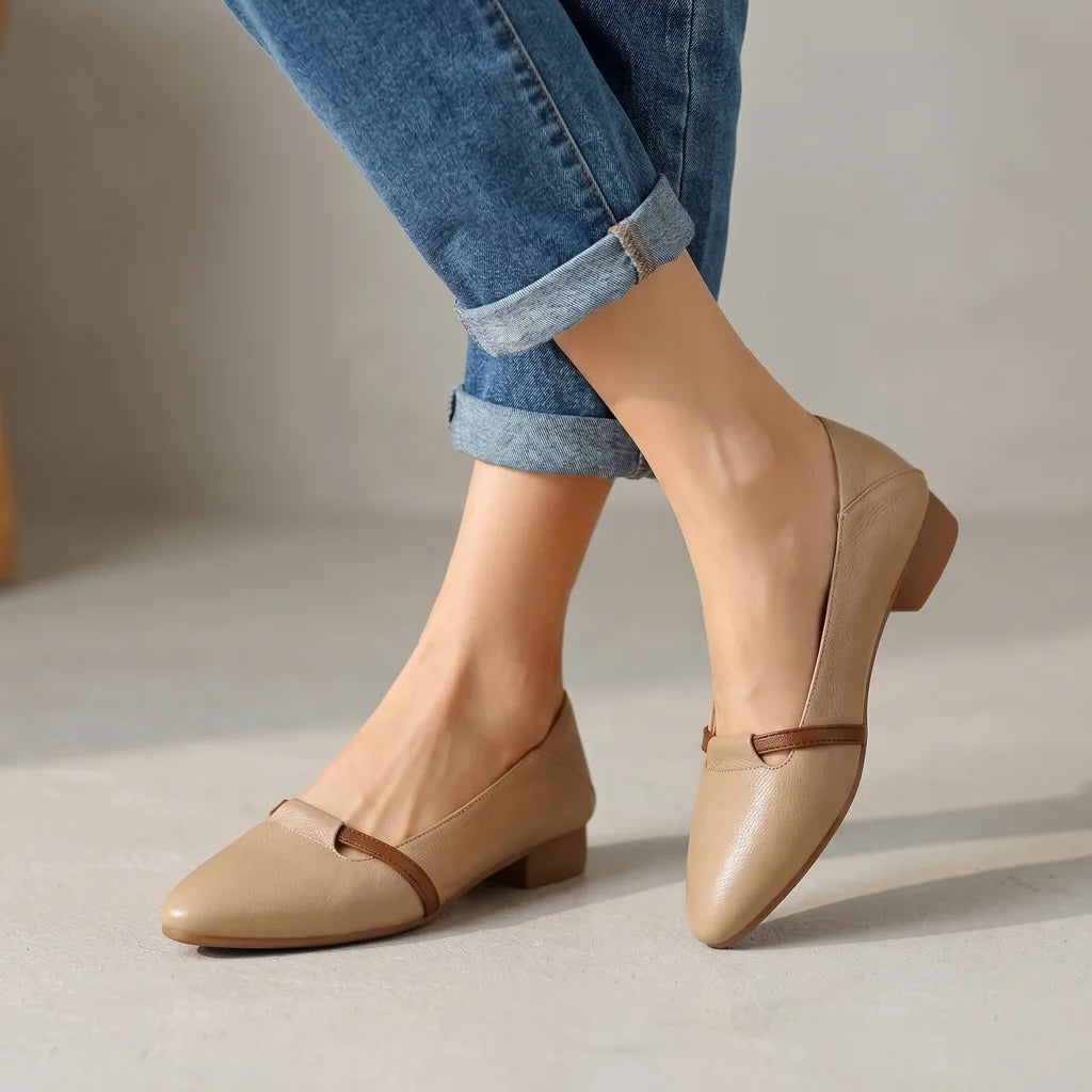 Carys Pointed Mary Janes - Color:Khaki;Size:35