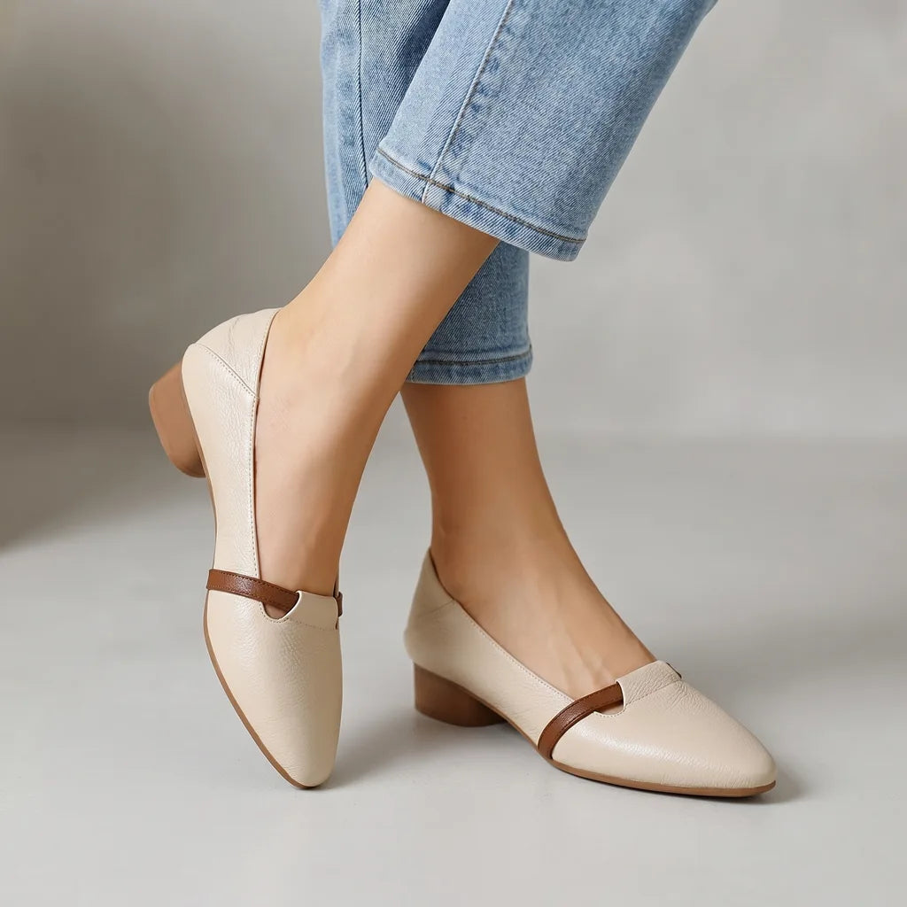 Carys Pointed Mary Janes - Color:Off-White;Size:35