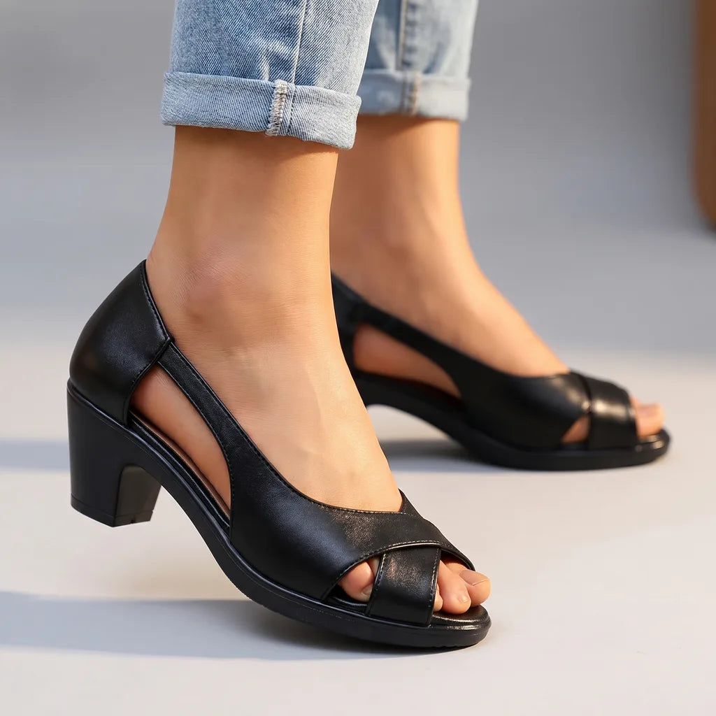 Black Humphrey Peep-Toe Block Sandals 3