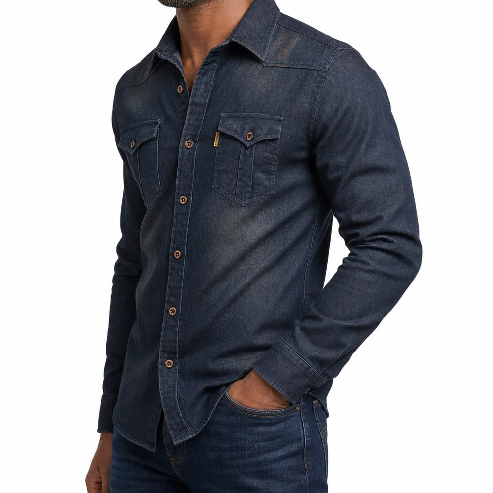 Men's Black Dudley Cotton Denim Shirt