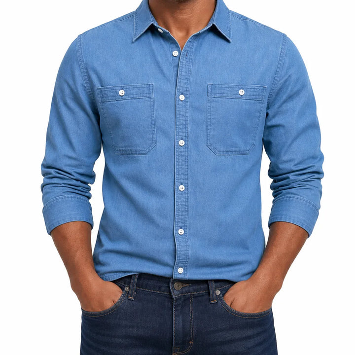 Casper | Men's Fall Western Denim Shirt - Color:Blue;Size:XS