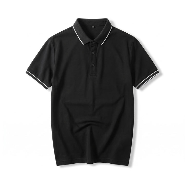 Casper Silk Blend Polo - Color:Black;Size:S