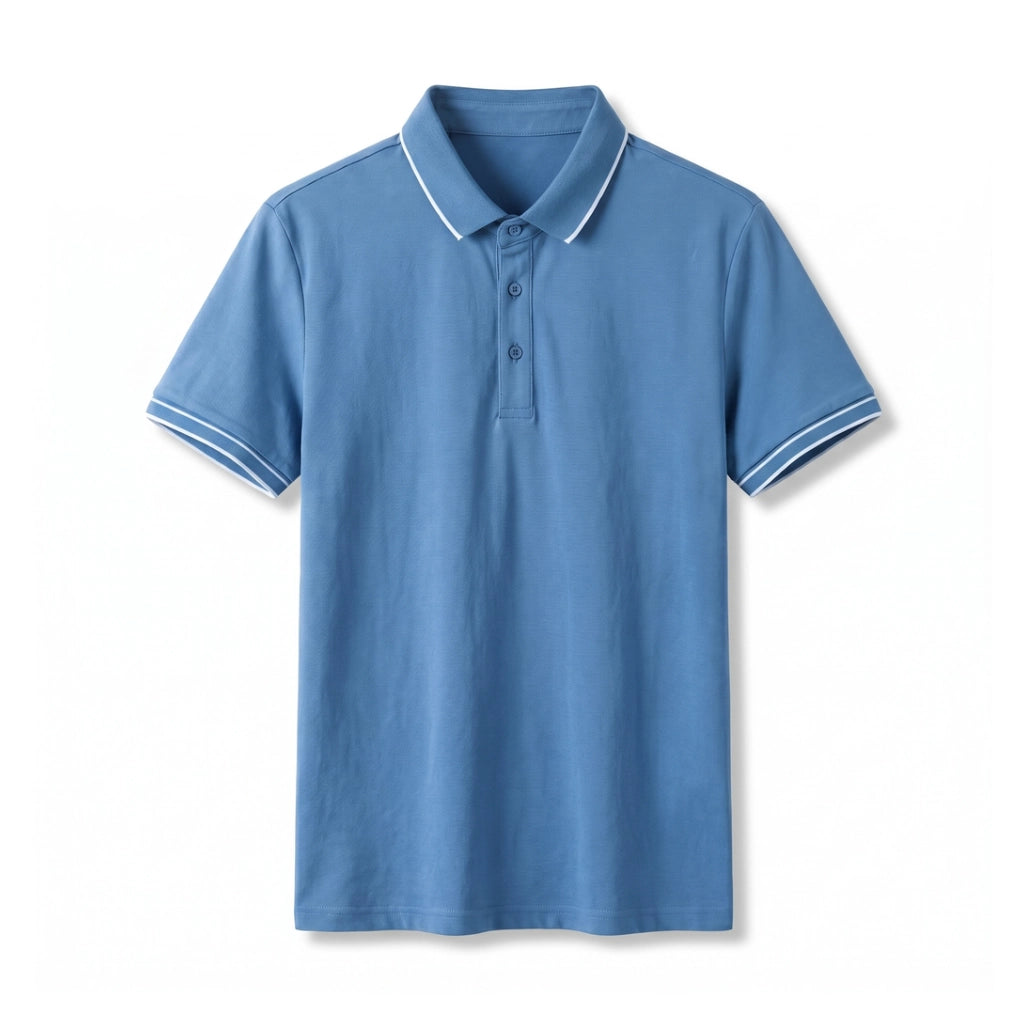 Casper Silk Blend Polo - Color:Blue;Size:S