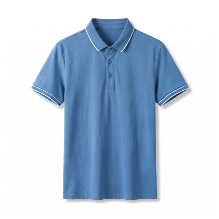 Casper Silk Blend Polo - Color:Blue;Size:S