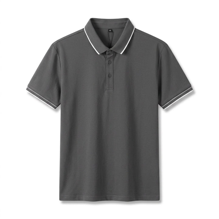 Casper Silk Blend Polo - Color:Dark Gray;Size:S
