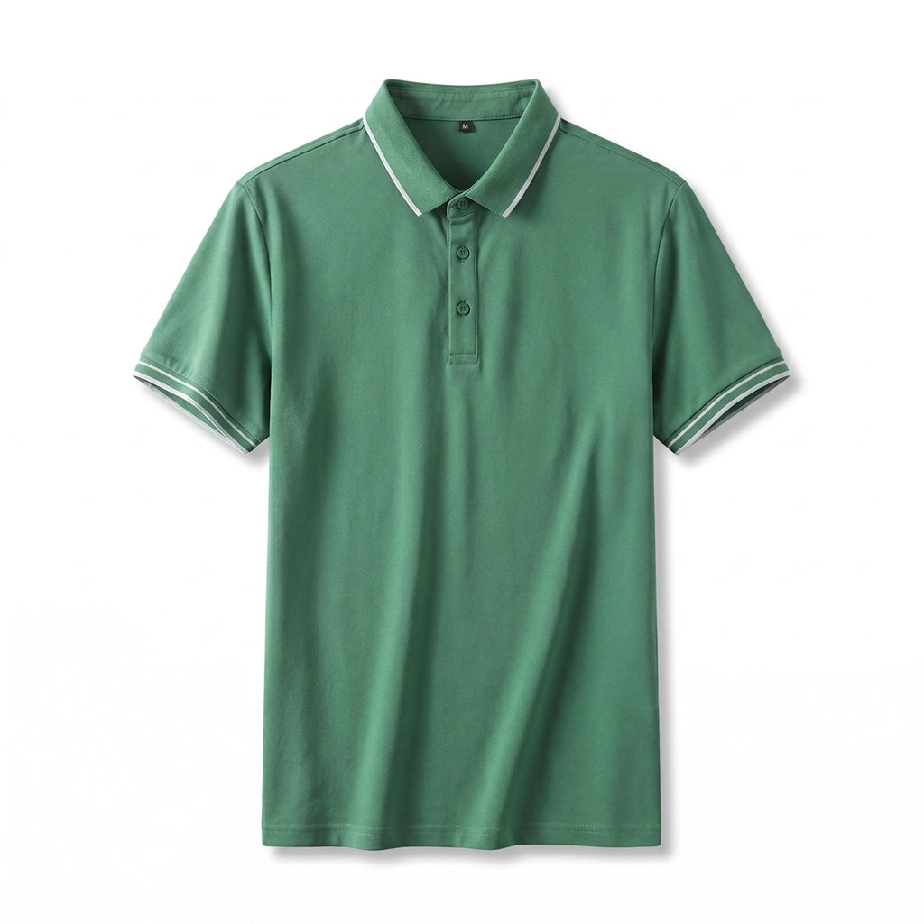 Casper Silk Blend Polo - Color:Green;Size:S
