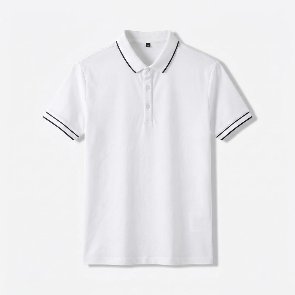 Casper Silk Blend Polo - Color:White;Size:S