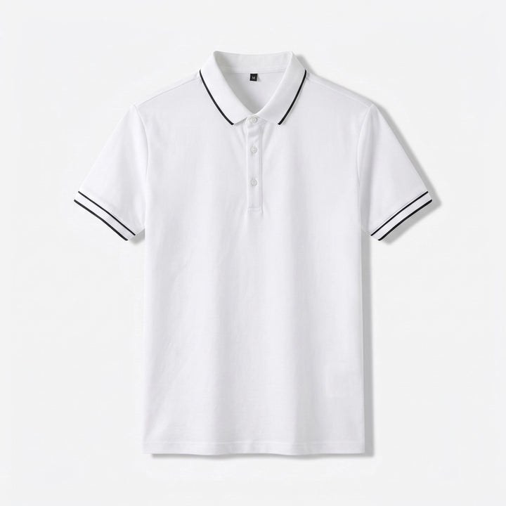 Casper Silk Blend Polo - Color:White;Size:S