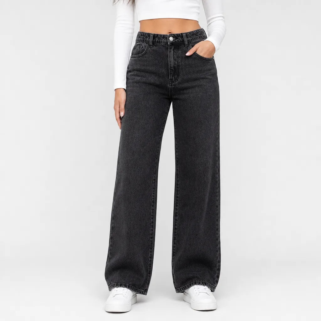 Cassia | Mom Jeans Baggy Wide Leg Jeans - Color:Gray;Size:XS