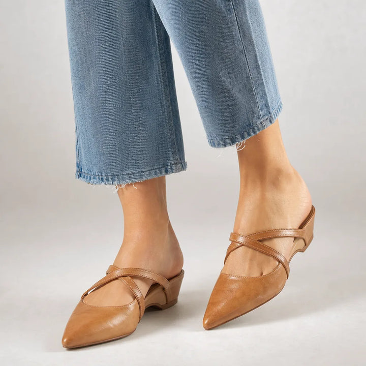 Cassie Mule Sandals - Color:Beige;Size:35