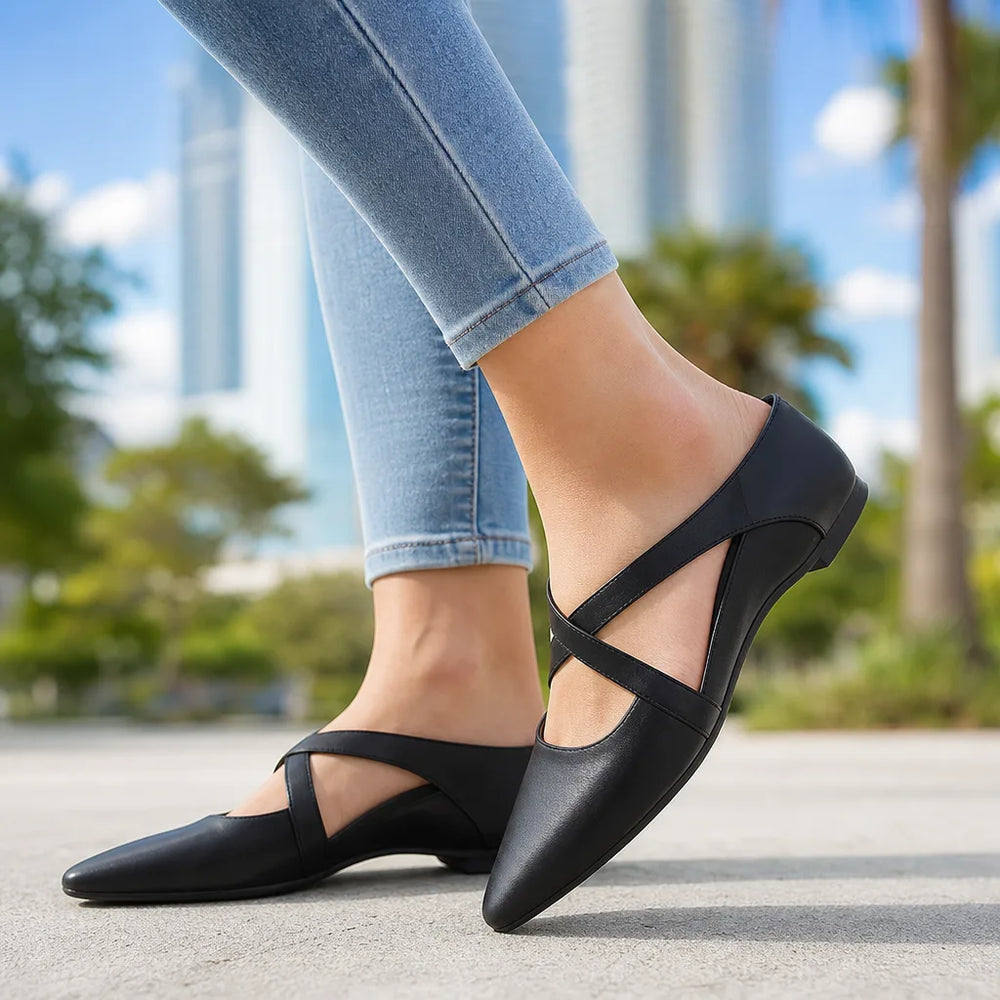 Women's Black Creighton Leather Mule Sandals