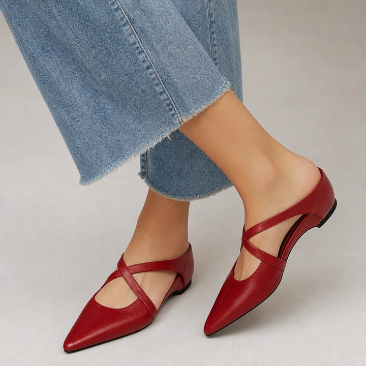 Cassie Mule Sandals - Color:Red;Size:35