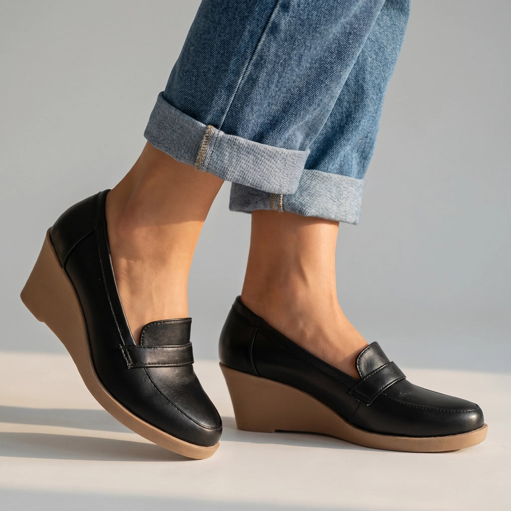 Cassie Wedge Pumps - Color:Black;Size:35