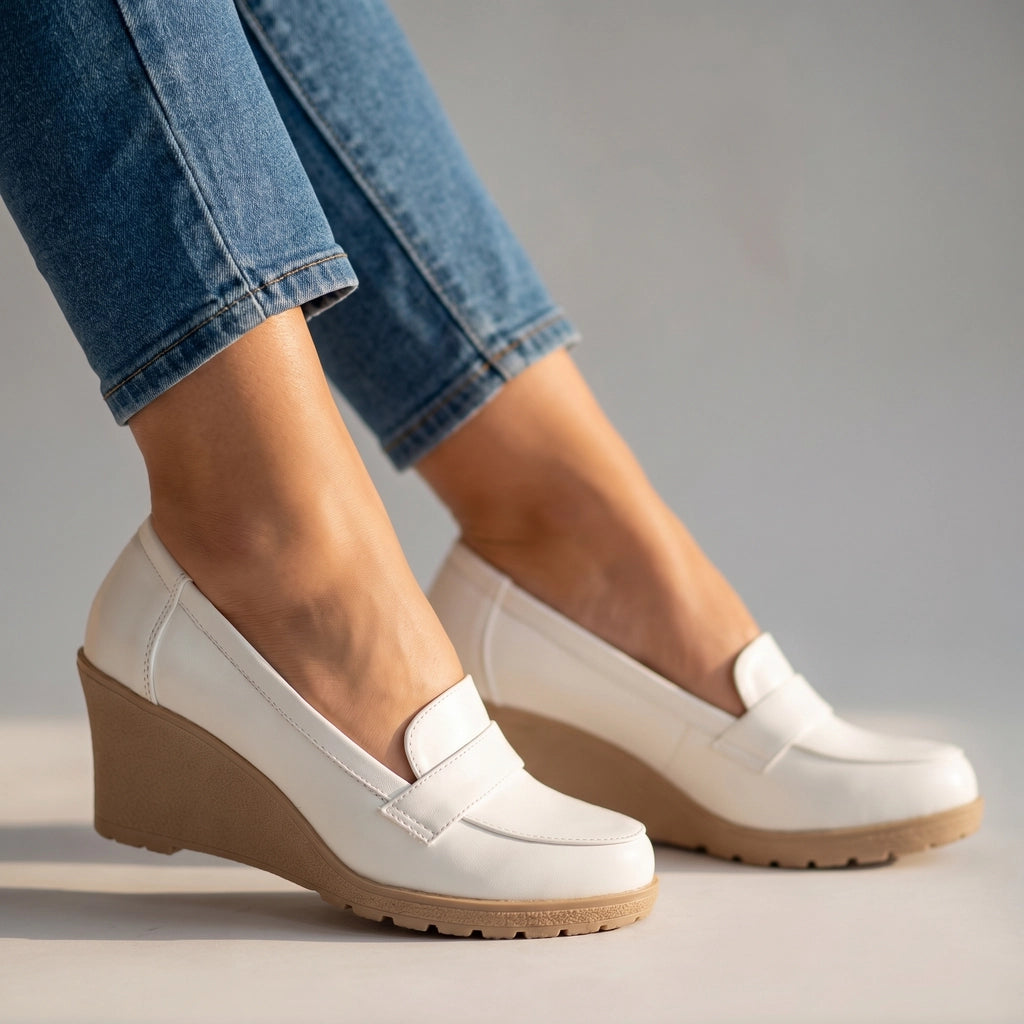 Cassie Wedge Pumps - Color:White;Size:35