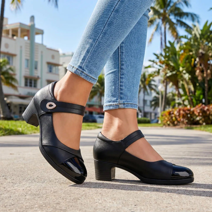 Women's Black Owen Block Heel Pumps