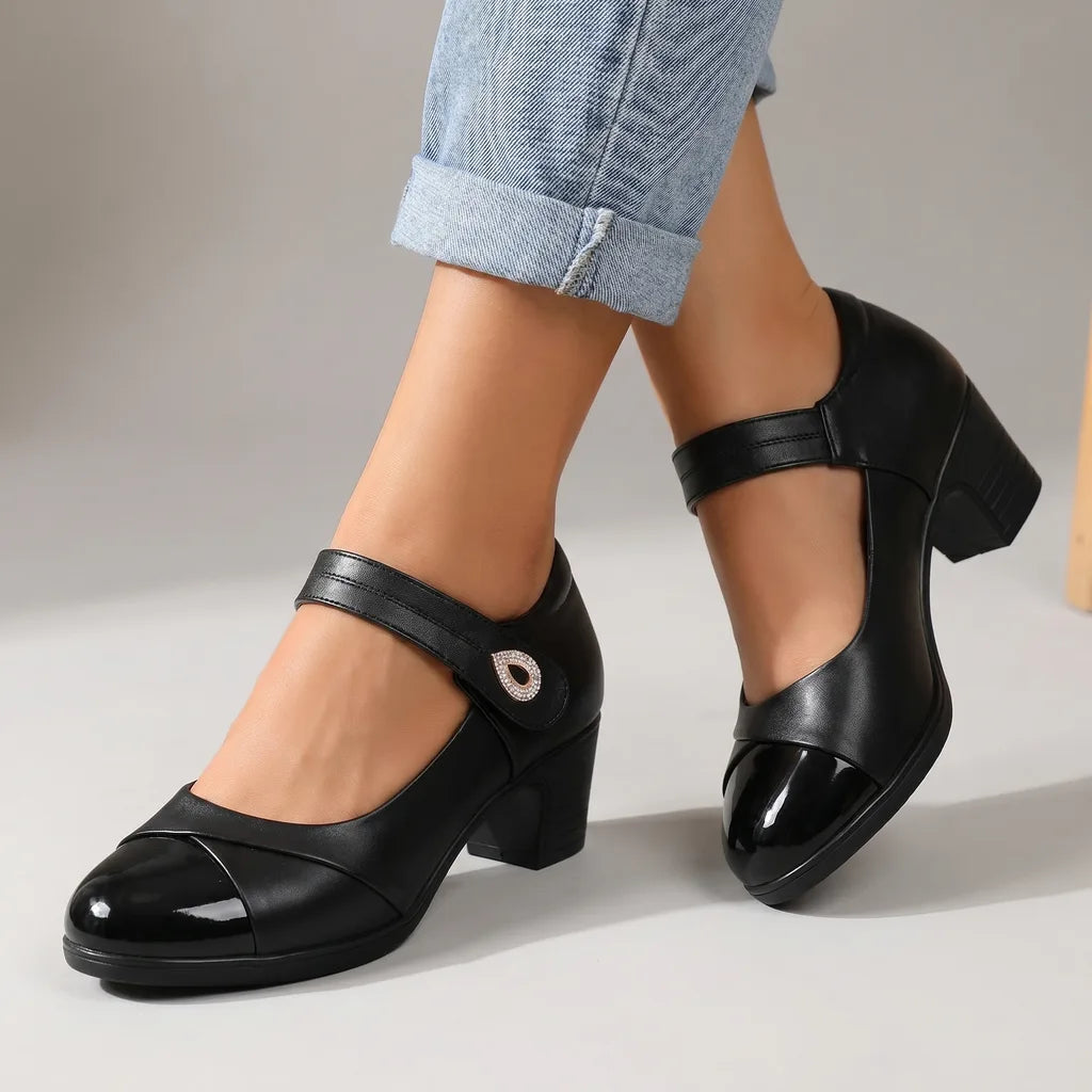 Catherine | Women's Orthopedic Mary Jane Shoes - Color:Black;Size:35