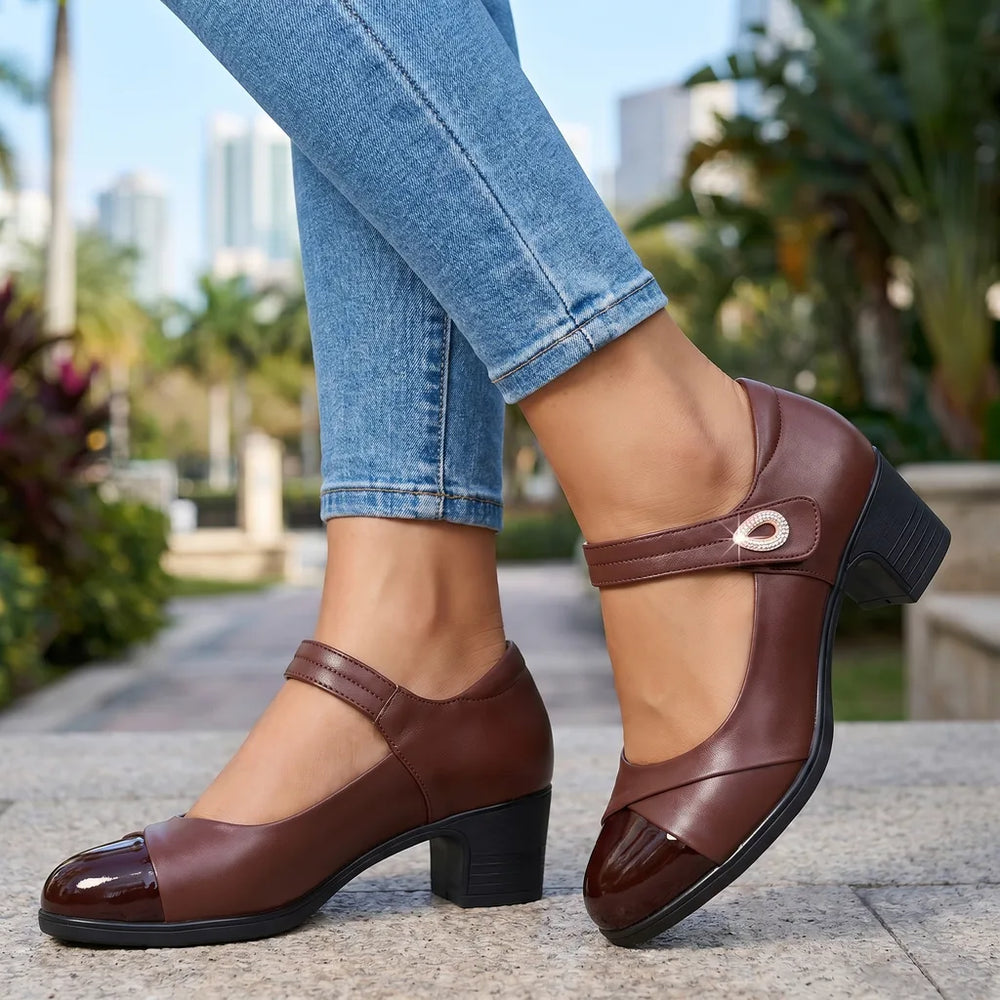 Women's Brown Owen Block Heel Pumps