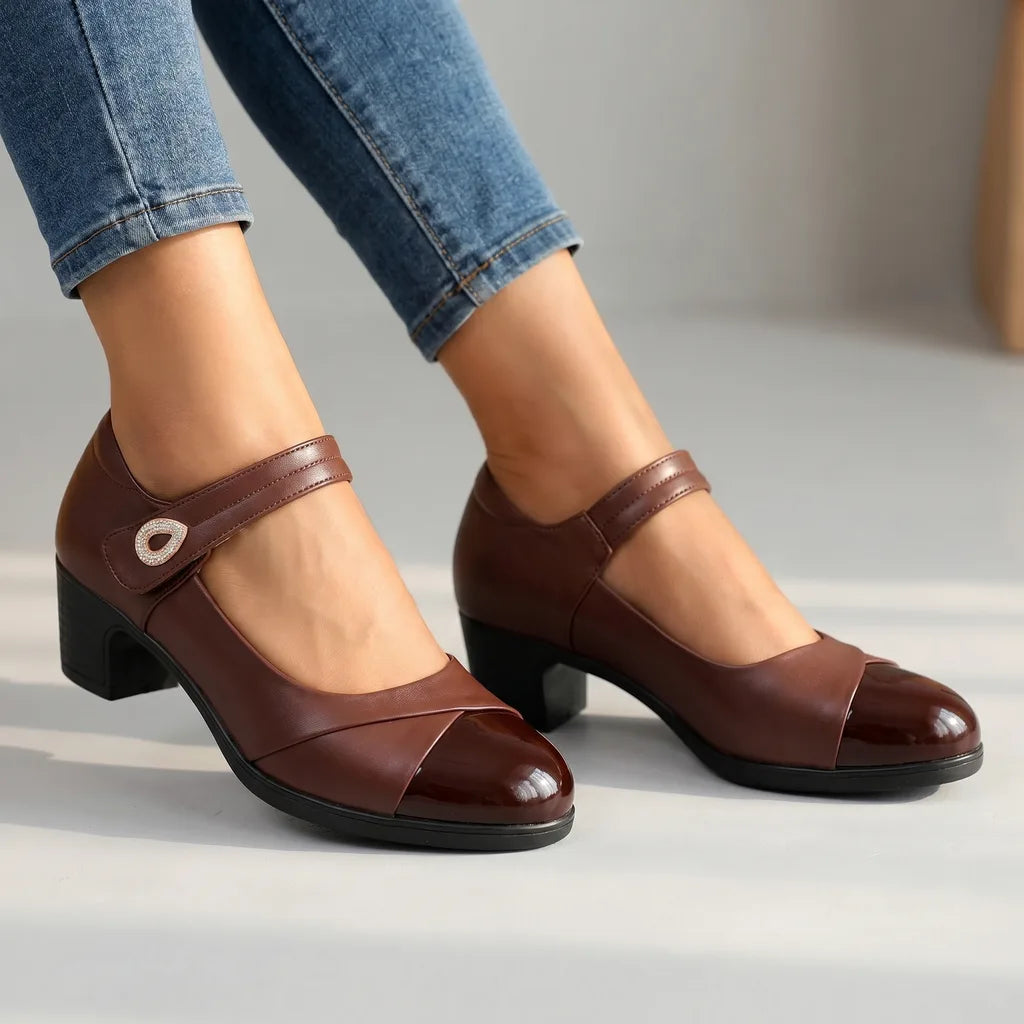 Catherine | Women's Orthopedic Mary Jane Shoes - Color:Brown;Size:35