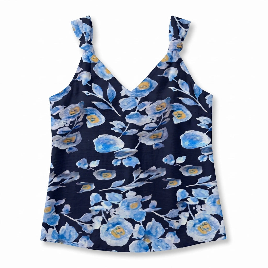 Cecilia Bow Camisole - Color:Blue Print;Size:XS