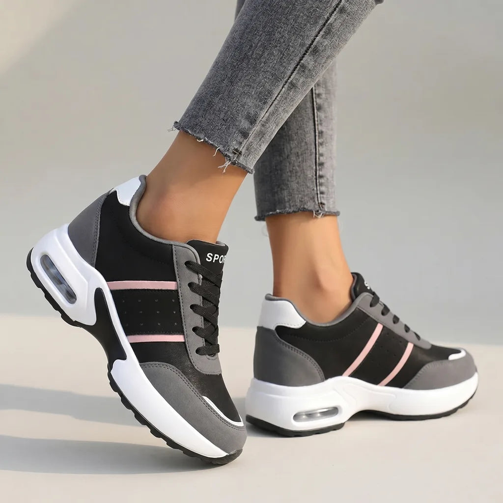 Cecilia Wedge Sneakers - Color:Black/Pink;Size:35