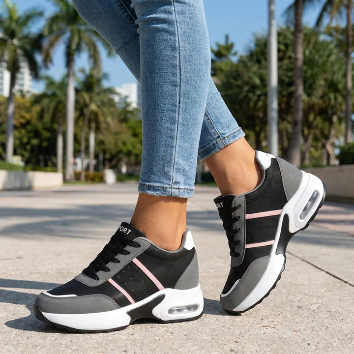 Women's 1010 Black Pink (PU upper) Wharton Platform Wedge Sneakers