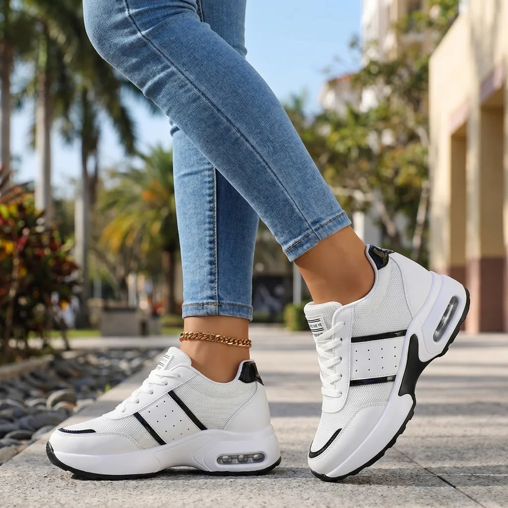Women's 2010 White Black (mesh version) Wharton Platform Wedge Sneakers