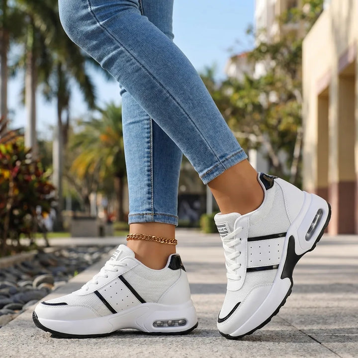 Women's 2010 White Black (mesh version) Wharton Platform Wedge Sneakers