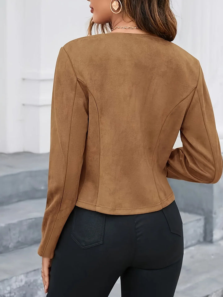 womens cropped jacket caramel.webp