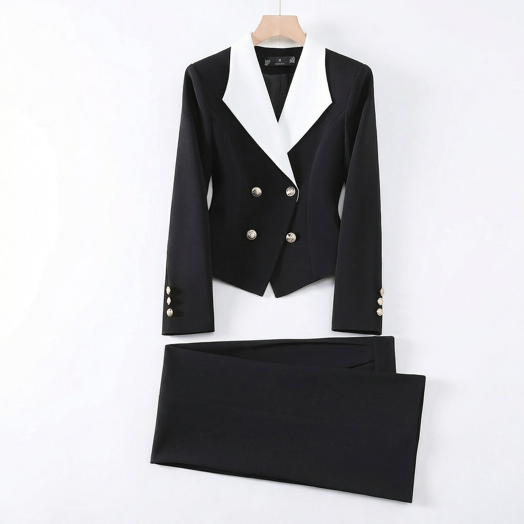 Celene Tailored Suit Set - Color:Black Suit Set;Size:XS