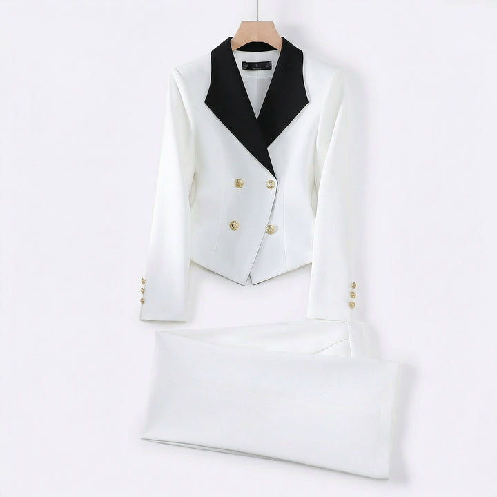 Celene Tailored Suit Set - Color:White Suit Set;Size:XS