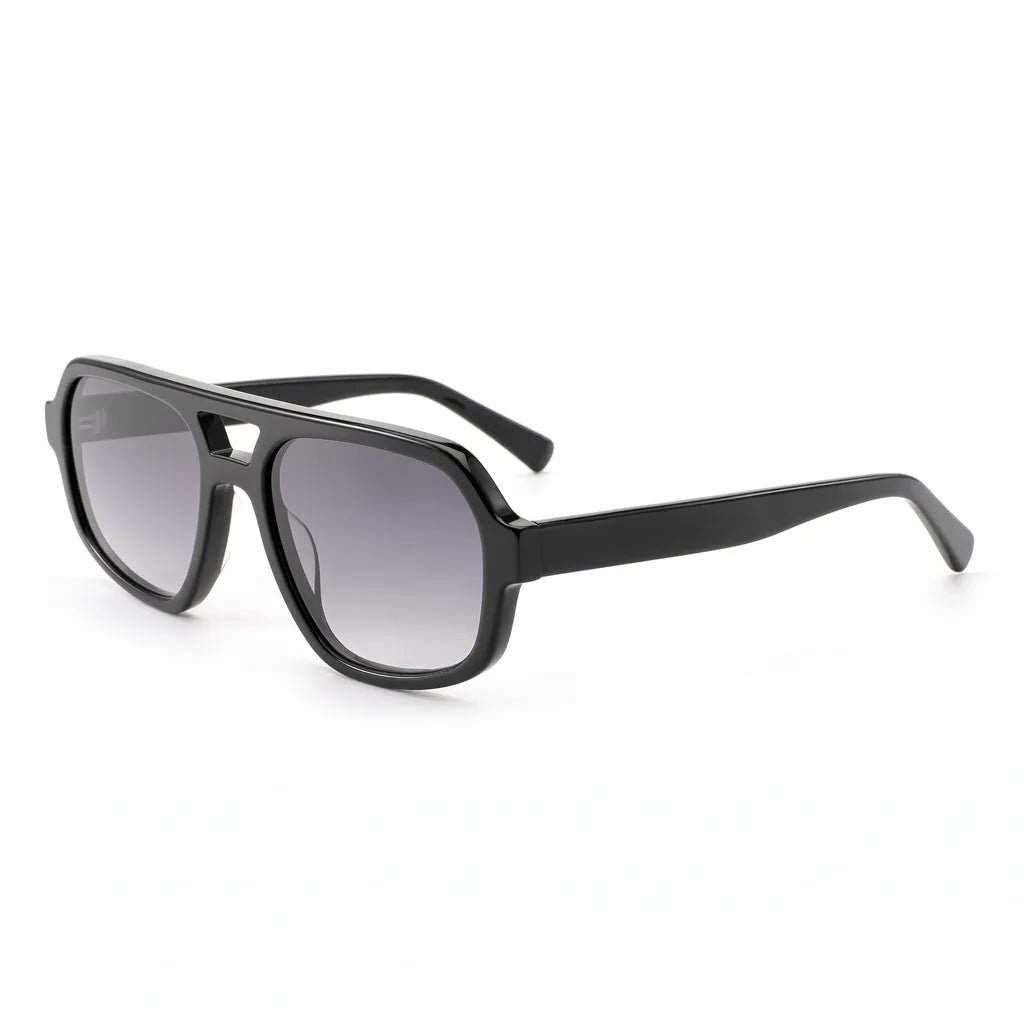 Celeste Double Bar Sunglasses - Color:Black Gradient Gray Lenses