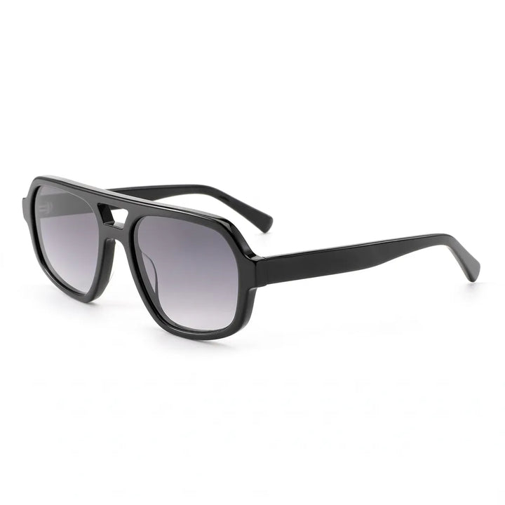 Celeste Double Bar Sunglasses - Color:Black Gradient Gray Lenses