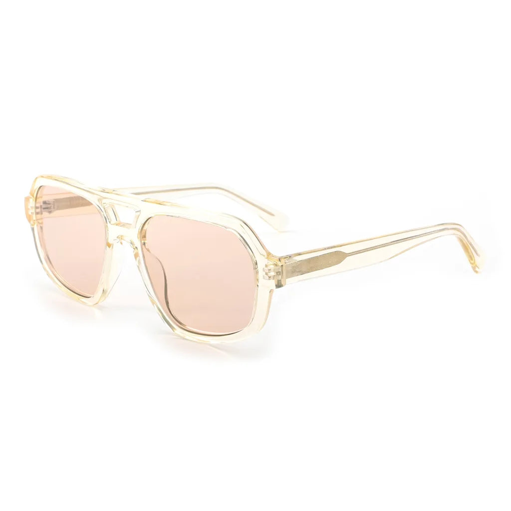 Celeste Double Bar Sunglasses - Color:Transparent Yellow Orange Lenses