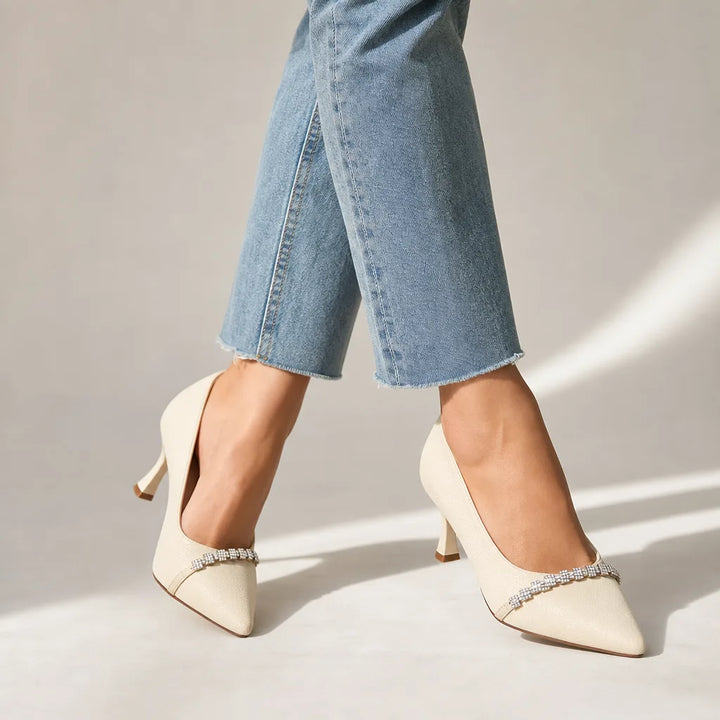 Celeste Pointed Pumps - Color:Beige;Size:35
