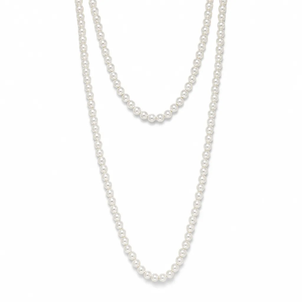 Celeste Rope Pearl Necklace - Color:White