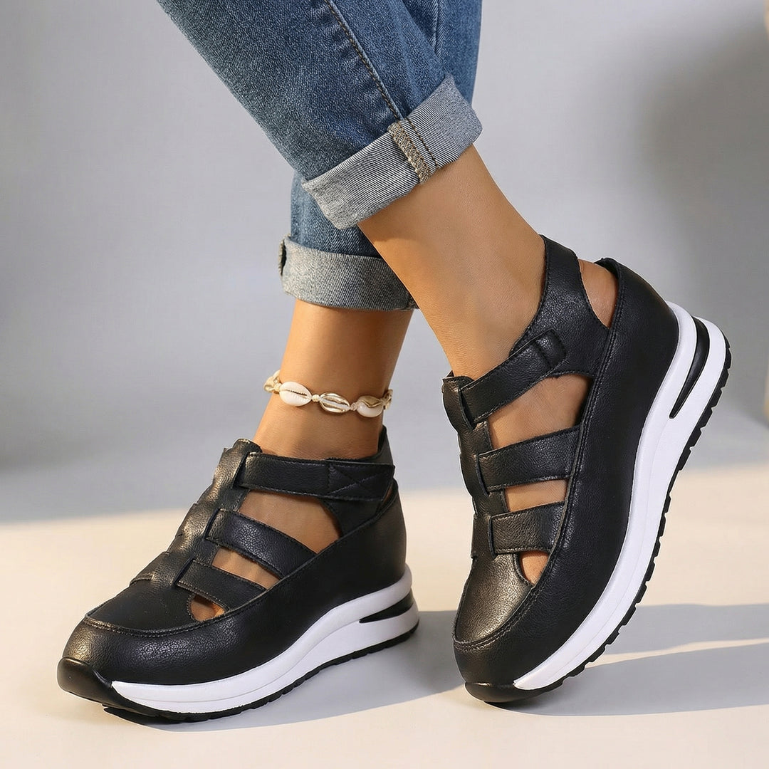 Celia Wedge Sandals - Color:Black;Size:36
