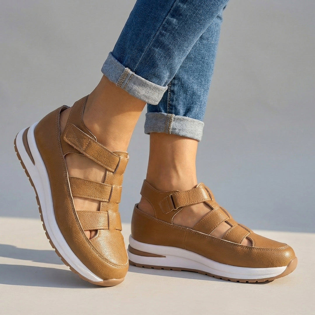 Celia Wedge Sandals - Color:Brown;Size:36