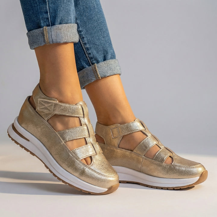 Celia Wedge Sandals - Color:Gold;Size:36