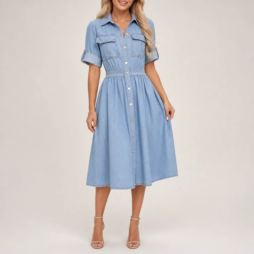 Celine Denim Dress - Color:Blue;Size:S