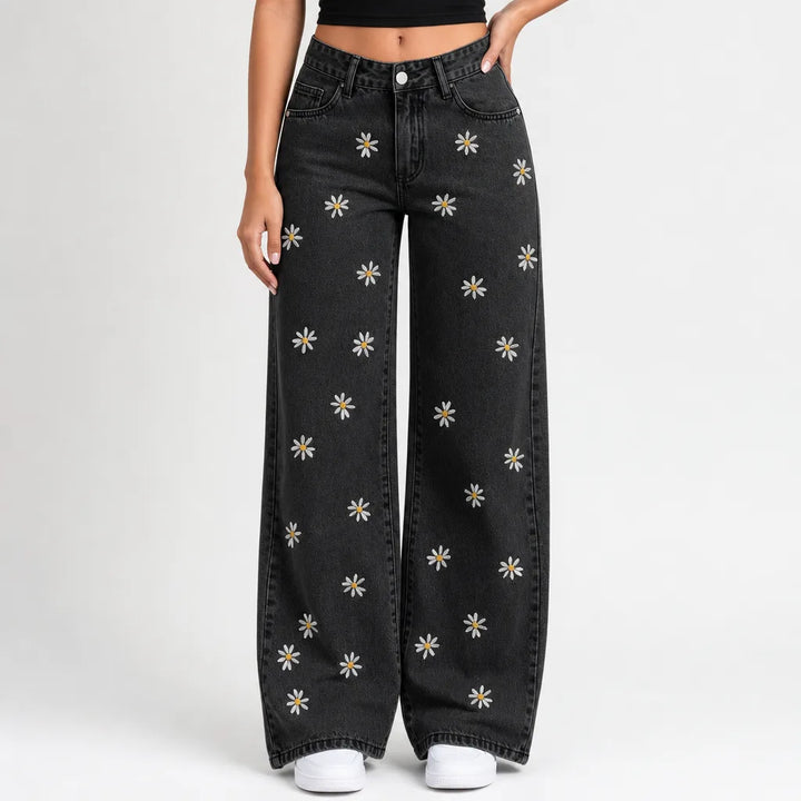 Cerise | Mom Jeans Baggy Wide Leg Jeans - Color:Black;Size:XS