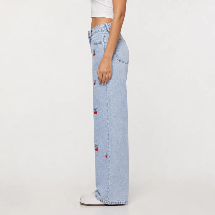 Women's Blue Beecher Cotton Wide-Leg Jeans