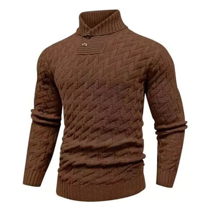 Channing | Men's Textured Trutle Neck Sweater - Size:XS;Color:Dark Brown