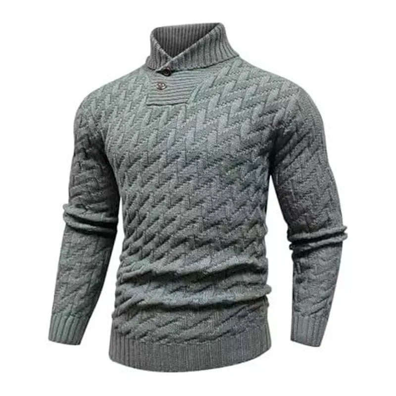 Channing | Men's Textured Trutle Neck Sweater - Size:XS;Color:Gray