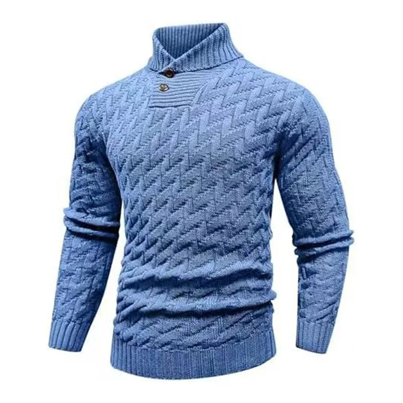 Channing | Men's Textured Trutle Neck Sweater - Size:XS;Color:Haze Blue