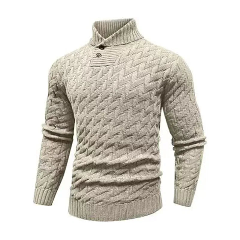 Channing | Men's Textured Trutle Neck Sweater - Size:XS;Color:Khaki