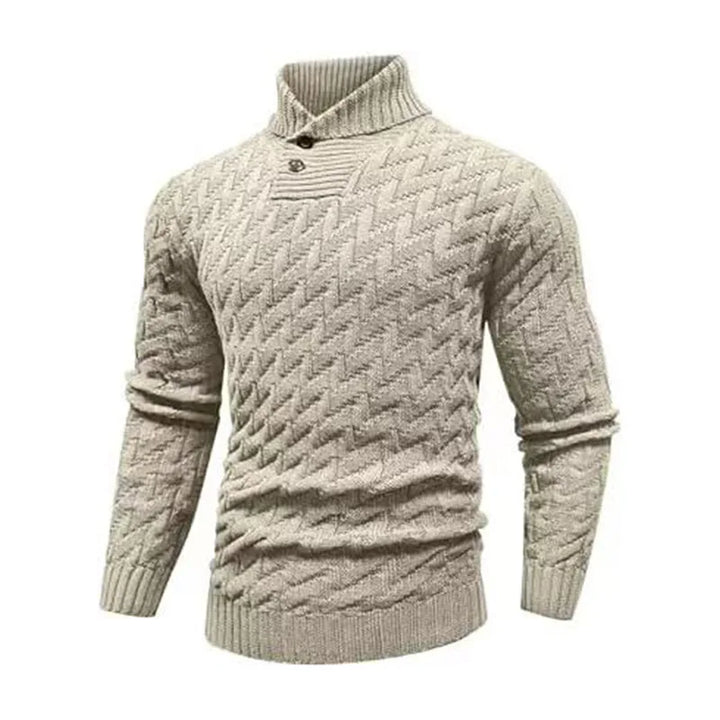 Channing | Men's Textured Trutle Neck Sweater - Size:XS;Color:Khaki