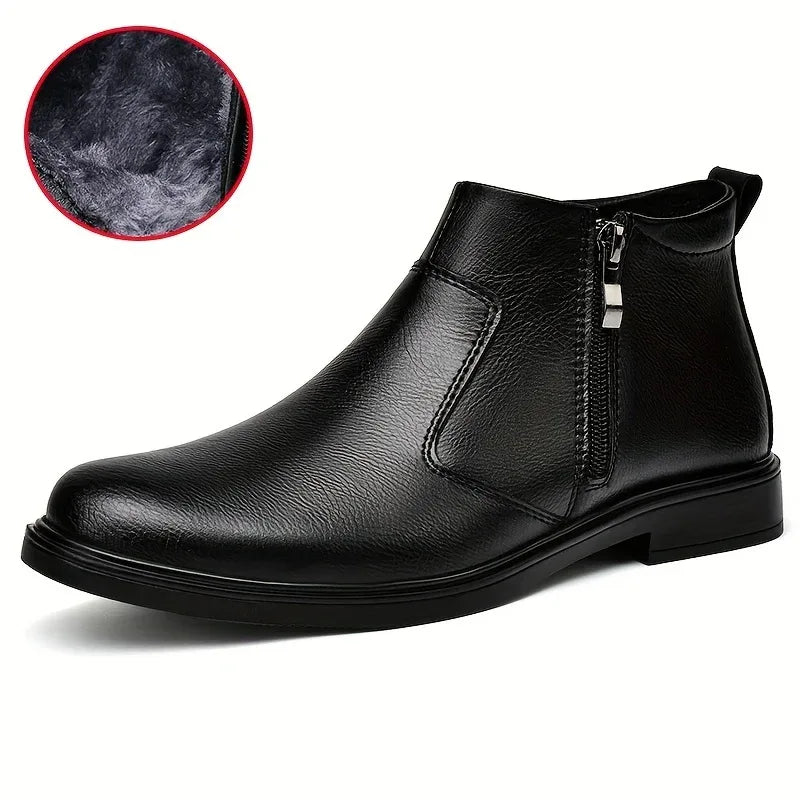 Charley |  Men's Luxury Leather Boots - Color:Black Fleece;Size:38