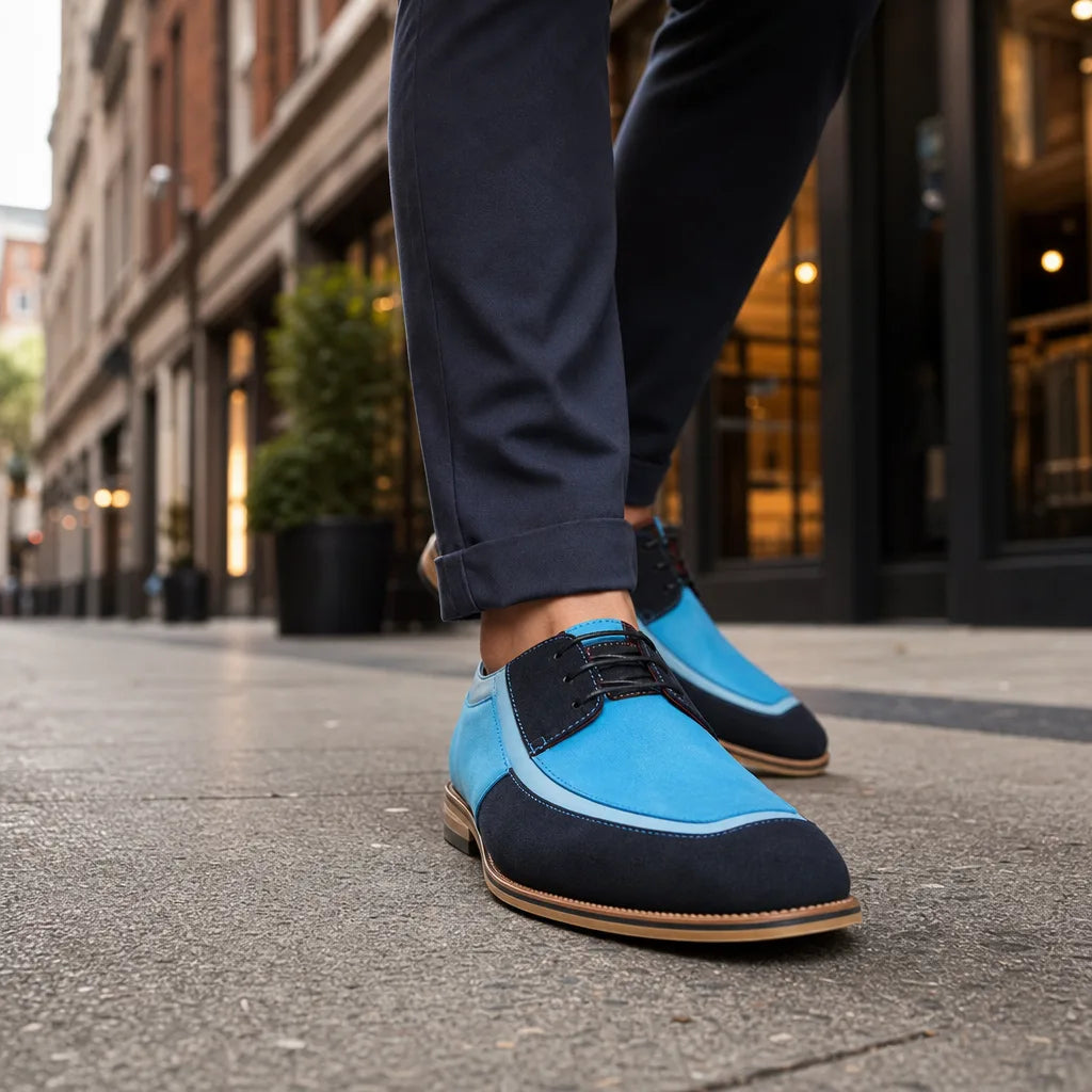 Men's Blue Maeve Colorblock Derbies