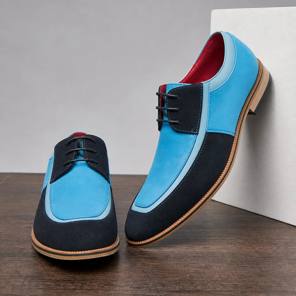 Charlie | Mens Fall Suede Dress Shoes - Color:Blue;Size:38
